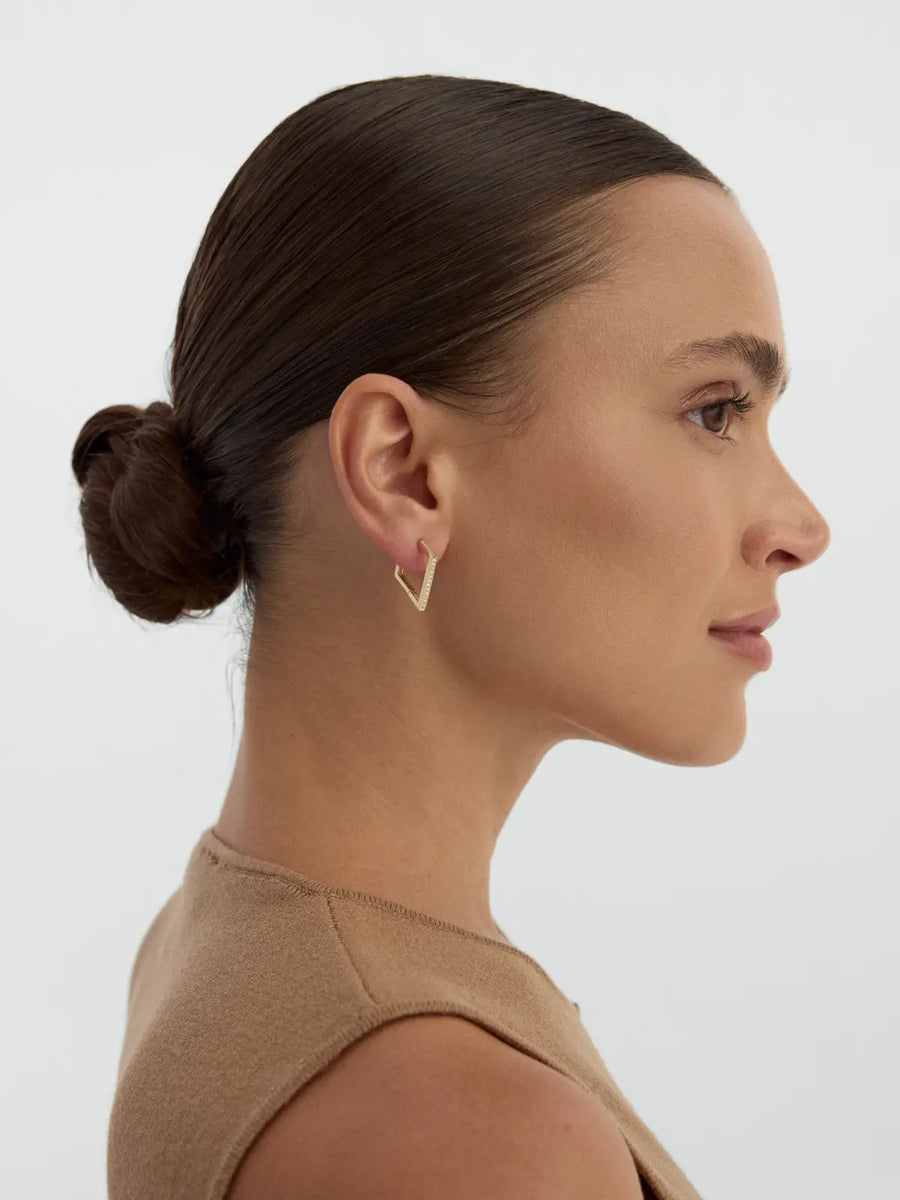 Rectangular Form Stone-Set Earrings Earrings in 14K Gold