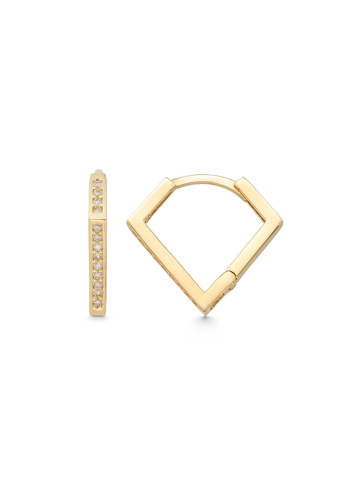 Rectangular Form Stone-Set Earrings Earrings in 14K Gold by Elef Jewelry