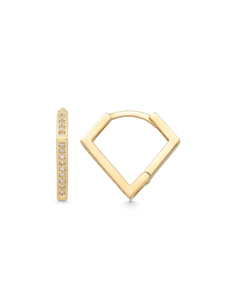 Rectangular Form Stone-Set Earrings Earrings in 14K Gold