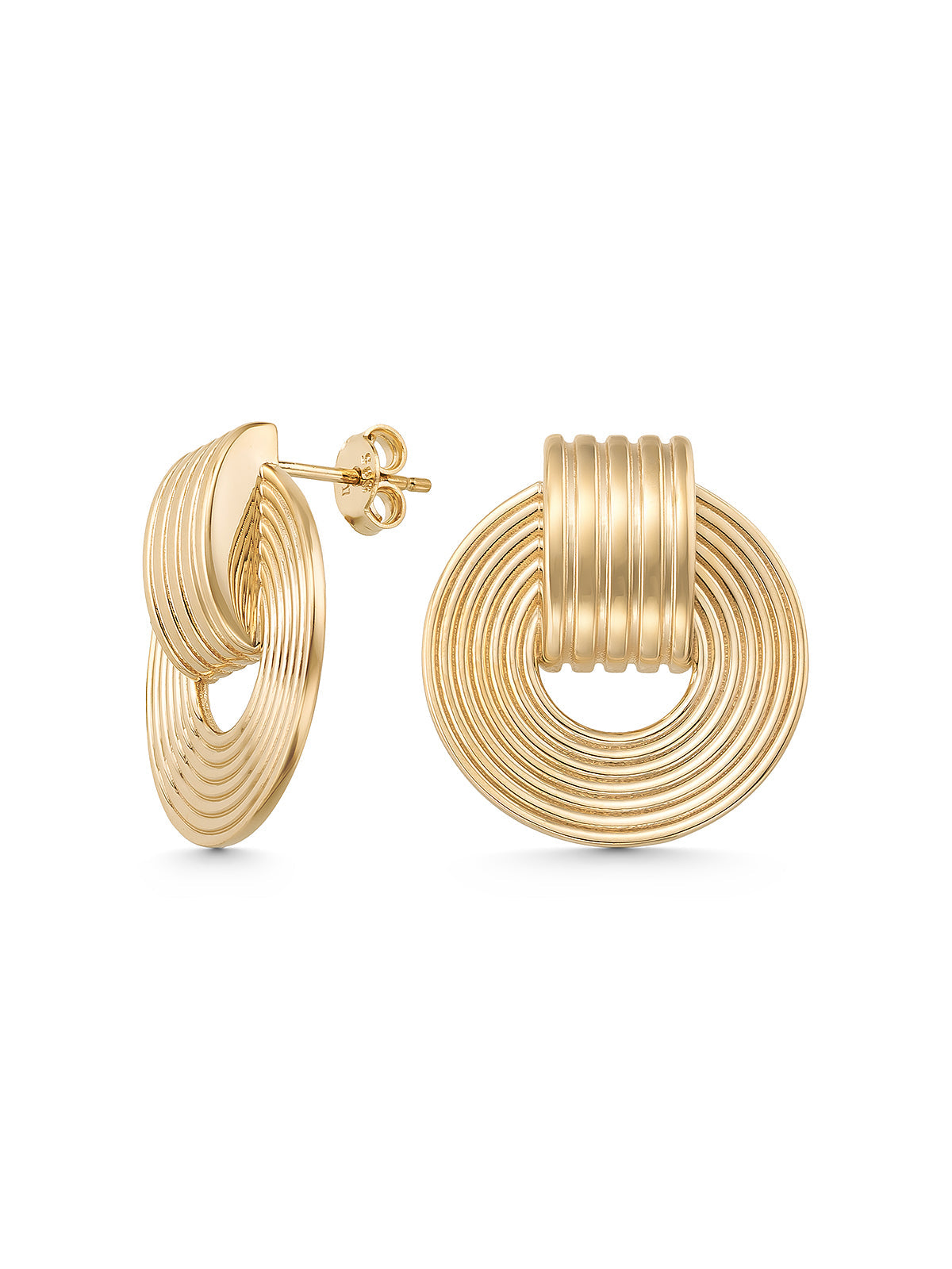 Textured Oval Half Hoop Earrings in 14K Gold by Elef Jewelry