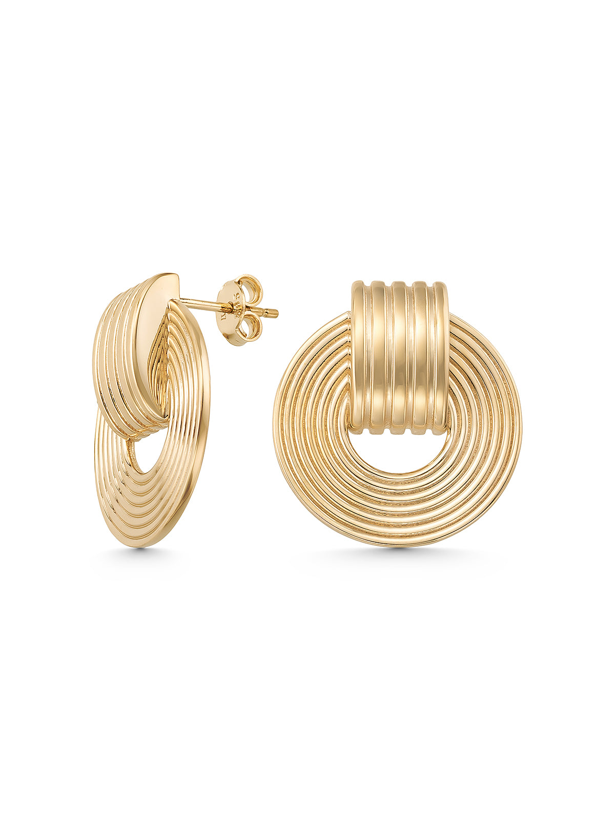 Textured Oval Half Hoop Earrings in 14K Gold by Elef Jewelry