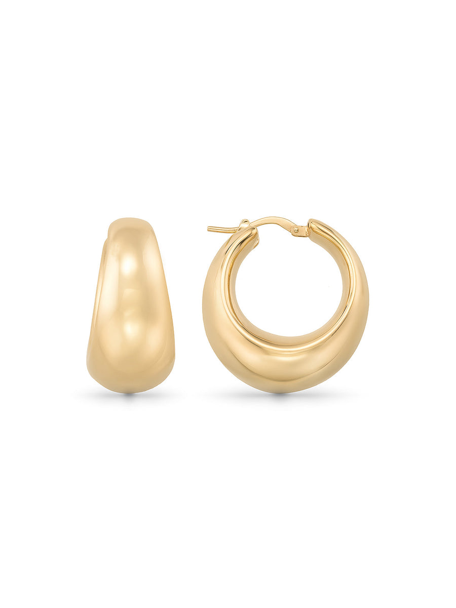 Dolgun Form Hoop Earrings in 14K Gold