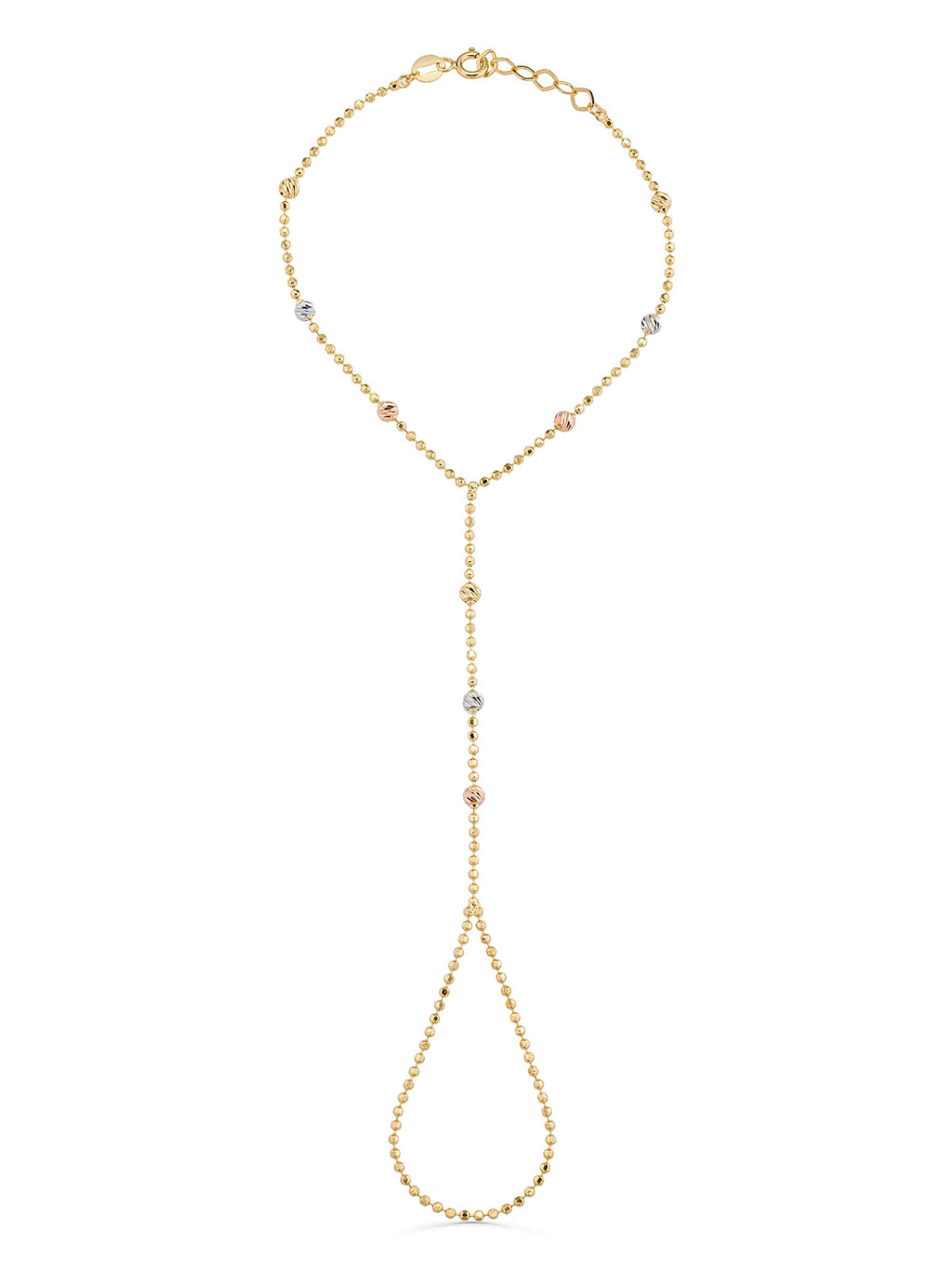 Dorika Bead Hand Chain in 14K Gold by Elef Jewelry