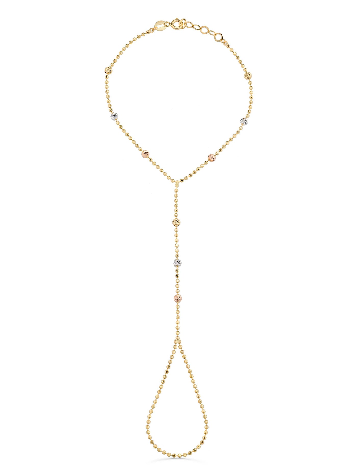 Dorika Bead Hand Chain in 14K Gold by Elef Jewelry