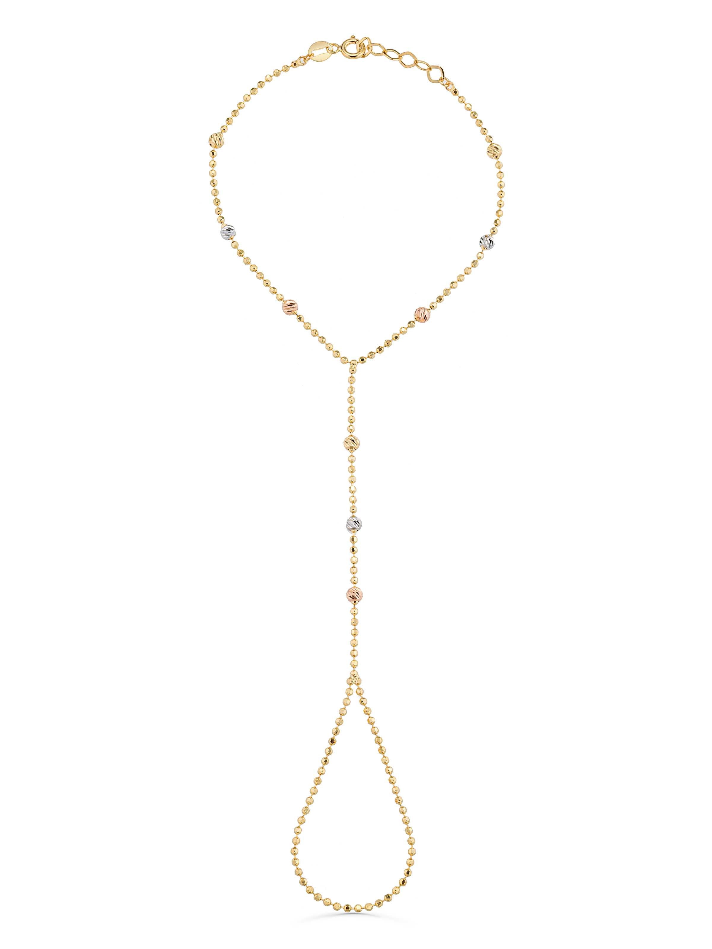 Dorika Bead Hand Chain in 14K Gold by Elef Jewelry