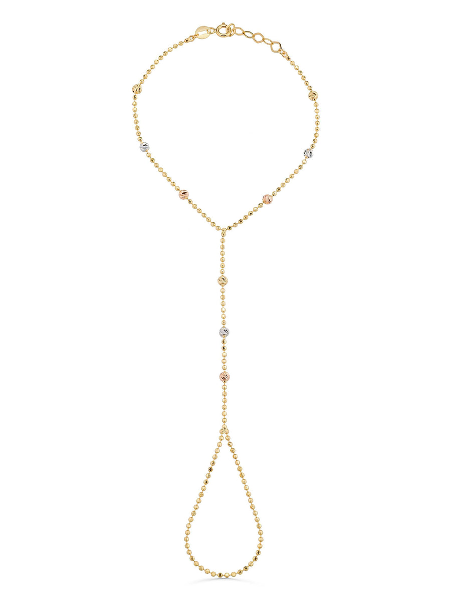 Dorika Bead Hand Chain in 14K Gold