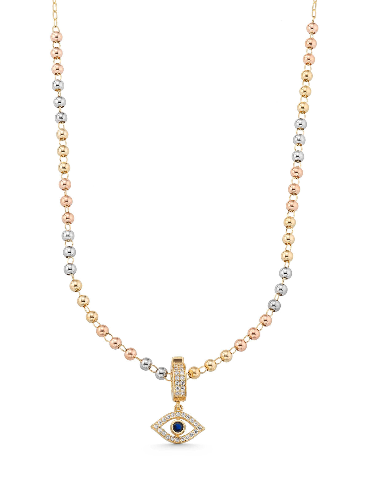 Dorika Bead Evil Eye Themed Necklace in 14K Gold by Elef Jewelry