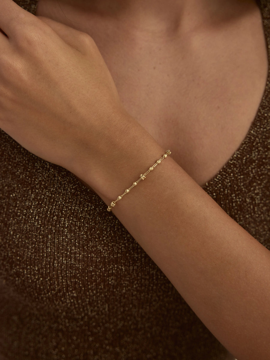 Dorika & Line Ringed Bracelet in 14K Gold