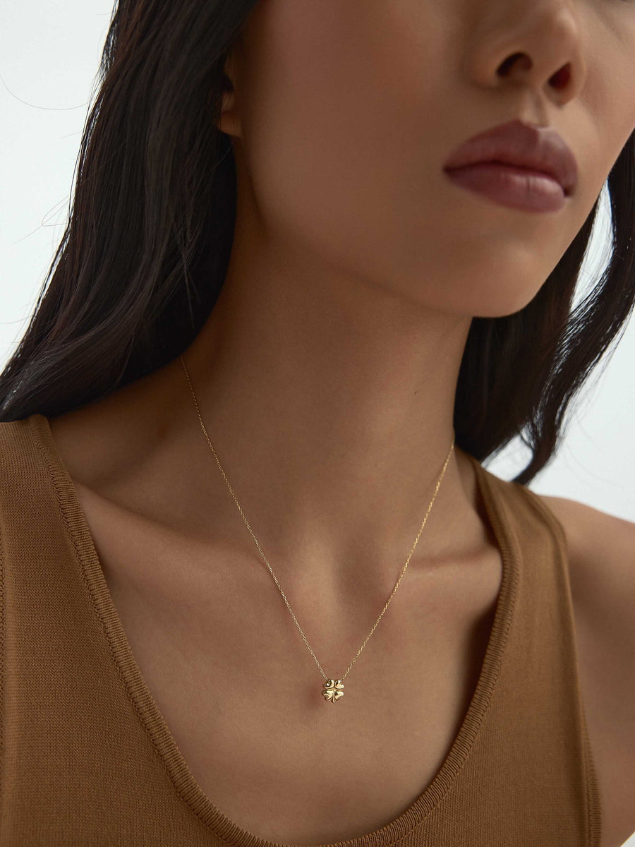 Four-Leaf Clover Necklace in 14K Gold