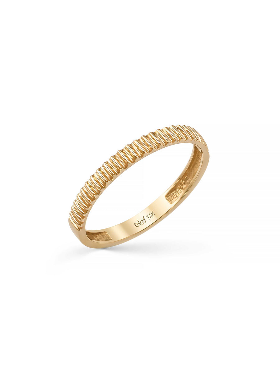 Flat Toothed Form Minimal Ring in 14K Gold