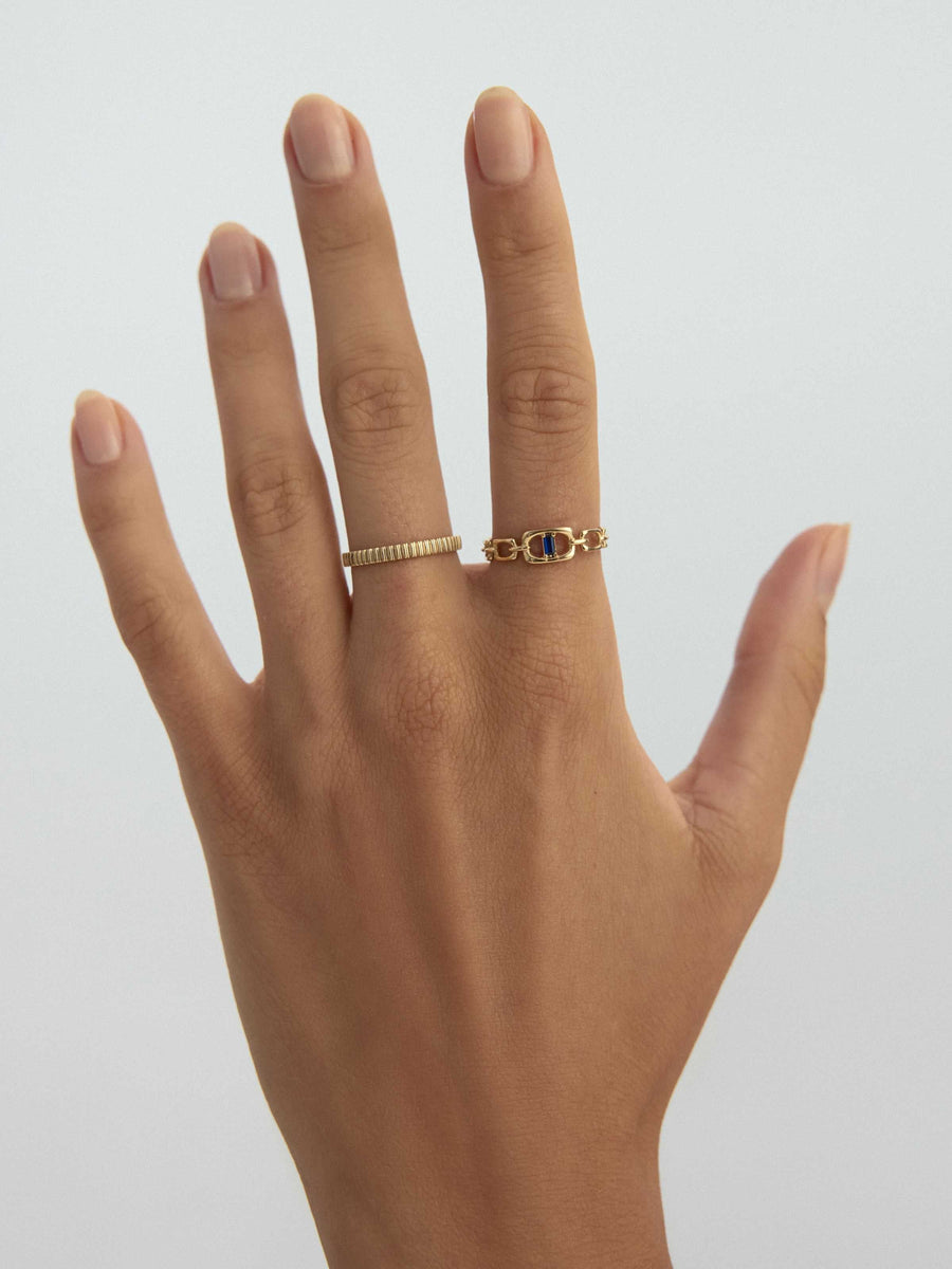 Flat Toothed Form Minimal Ring in 14K Gold