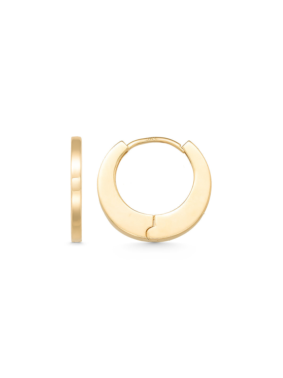 Flat Form Minimal Hoop Earrings in 14K Gold by Elef Jewelry