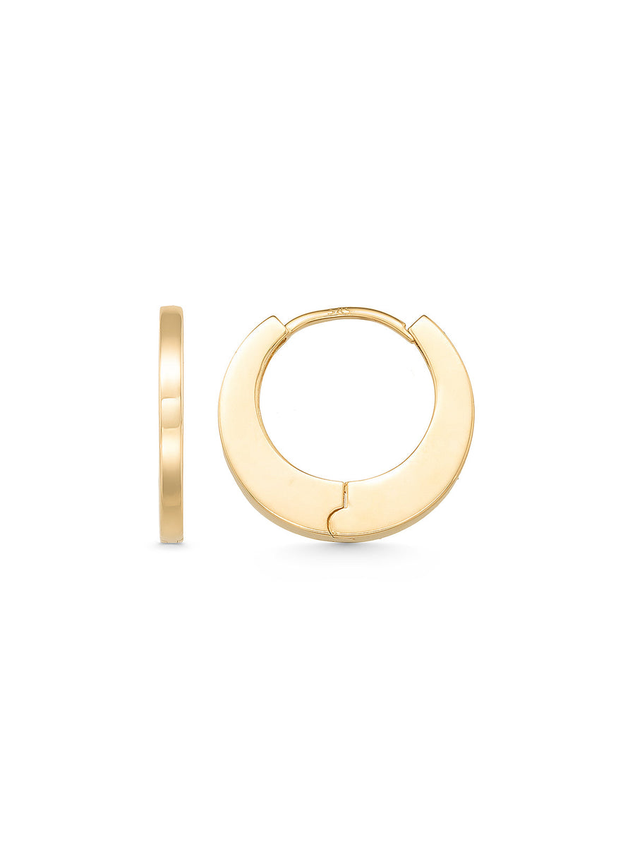 Flat Form Minimal Hoop Earrings in 14K Gold