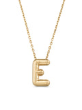 Letter E Classic Initial Necklace in 14K Gold by Elef Jewelry