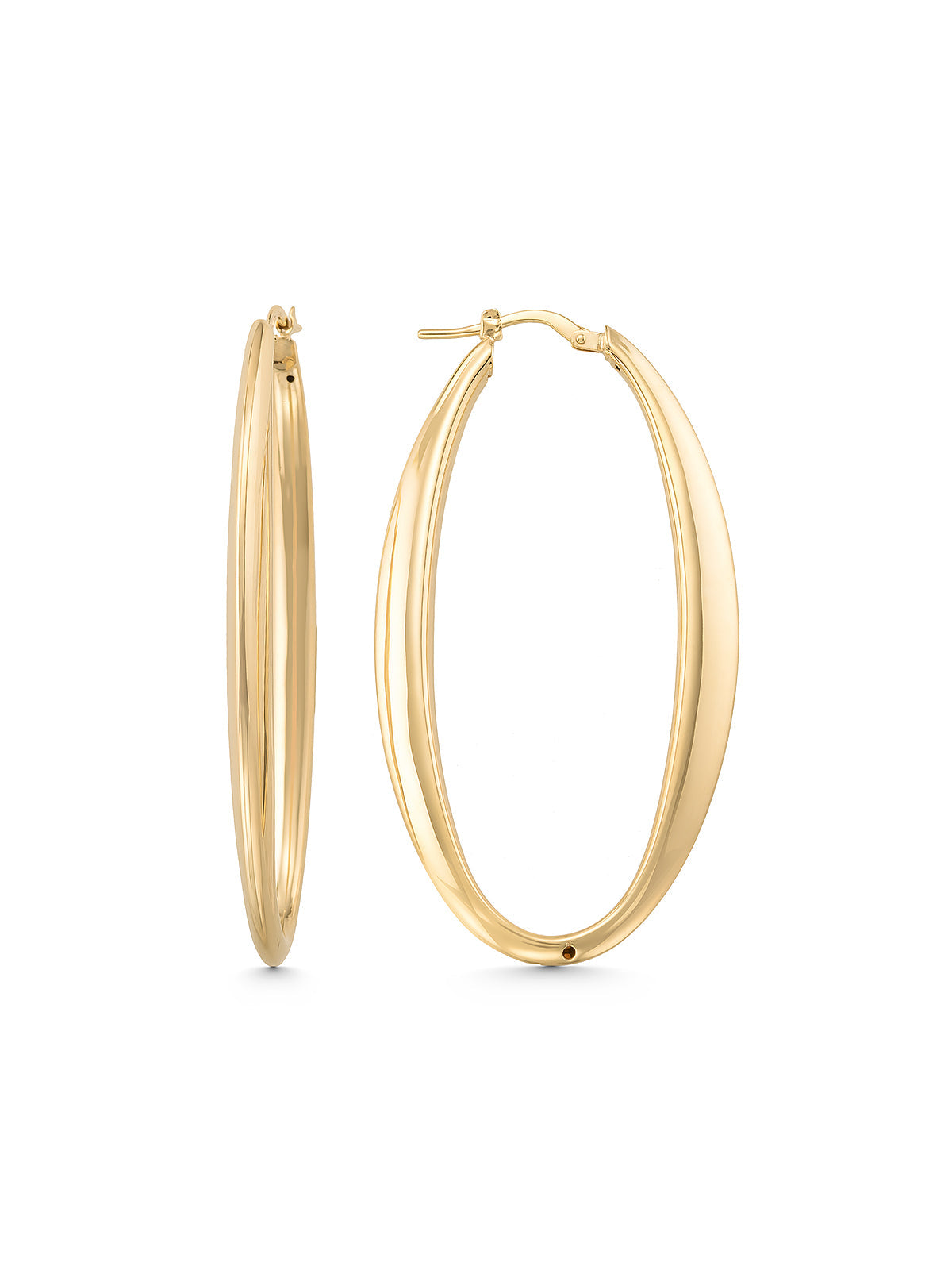Elips Form Large Boy Hoop Earrings in 14K Gold by Elef Jewelry