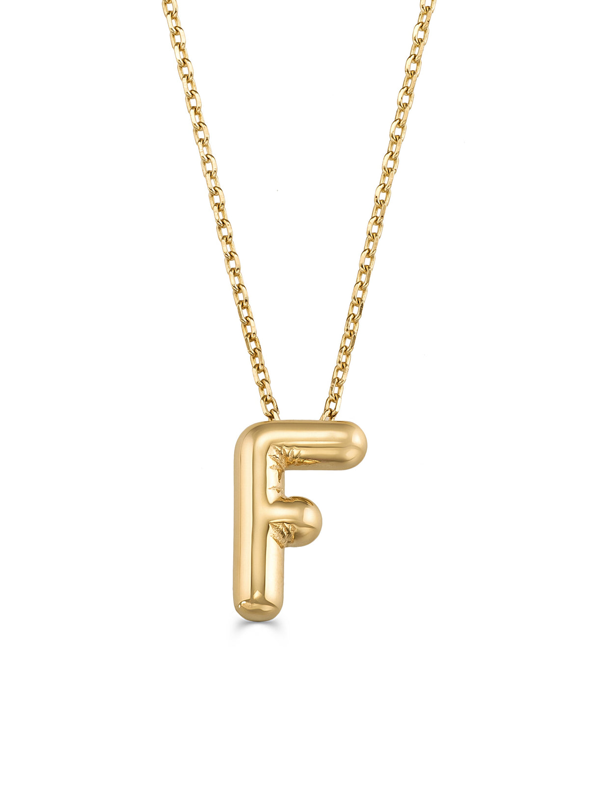 Letter F Classic Initial Necklace in 14K Gold by Elef Jewelry