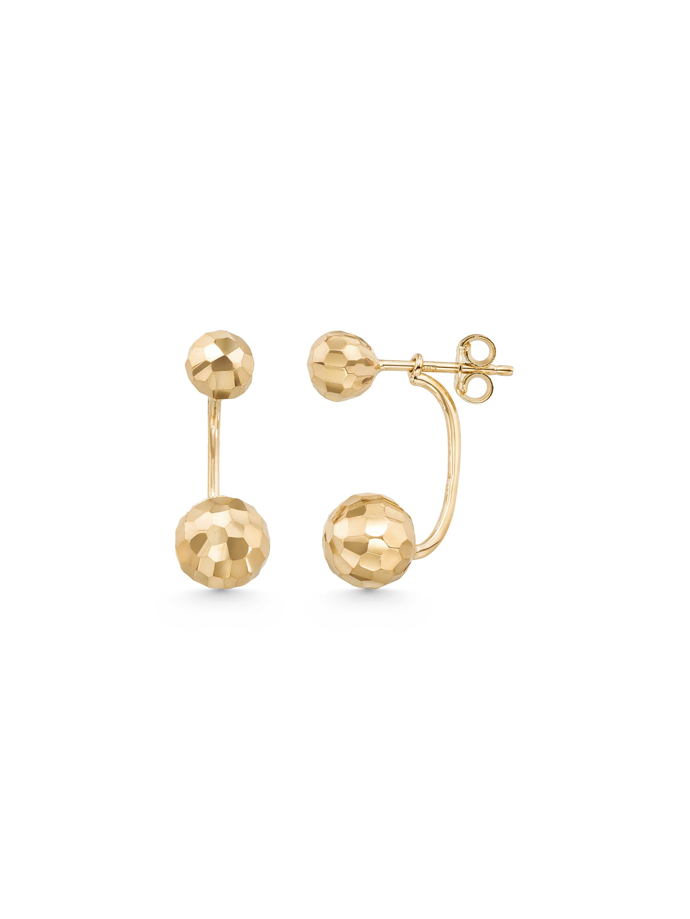 Faceted Double Sphere Drop Earrings in 14K Gold by Elef Jewelry