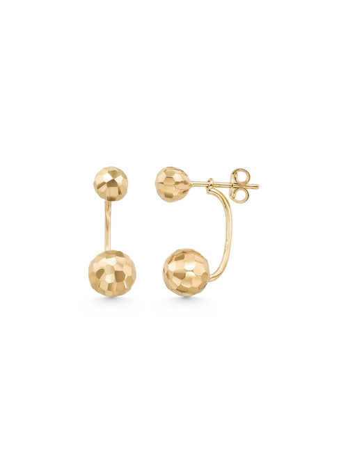 Faceted Double Sphere Drop Earrings in 14K Gold by Elef Jewelry