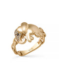 Elephant Motif Chain Form Ring in 14K Gold by Elef Jewelry