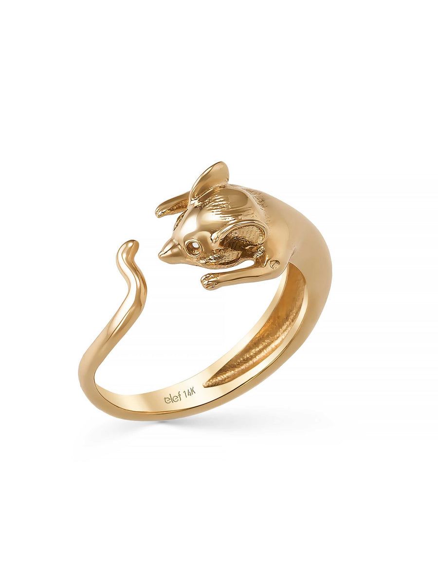Mouse Design Ring in 14K Gold