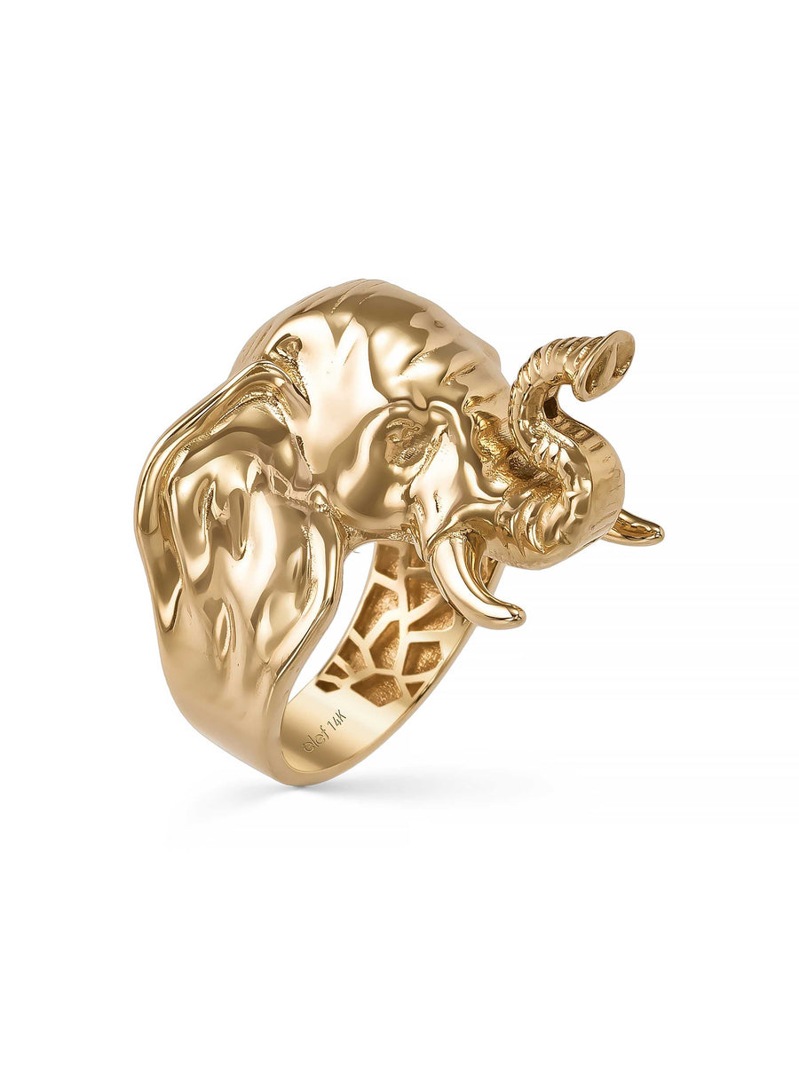 Elephant Sanatsal Ring in 14K Gold