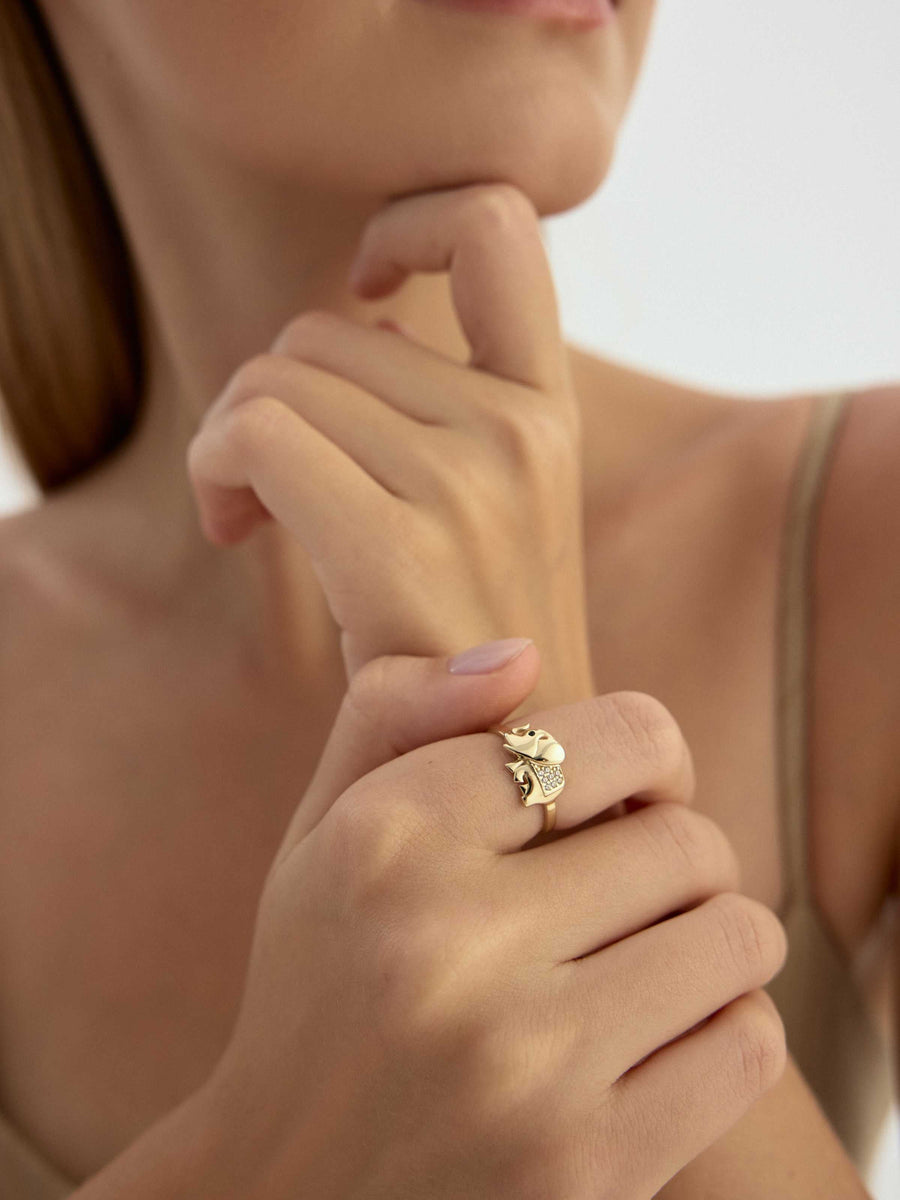 Elephant Stone Ring in 14K Gold