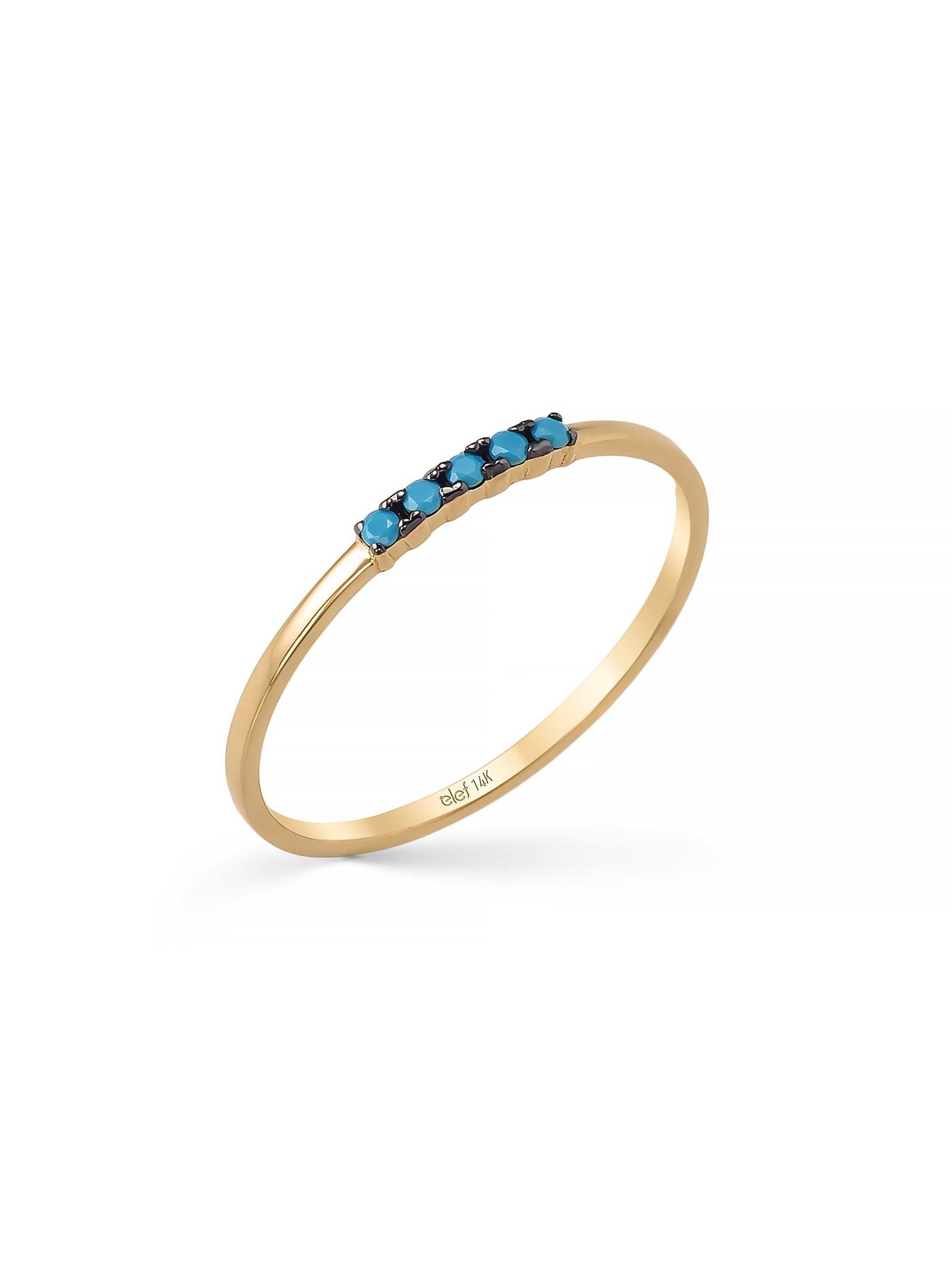 Turquoise Stone-Set Minimal Ring in 14K Gold by Elef Jewelry