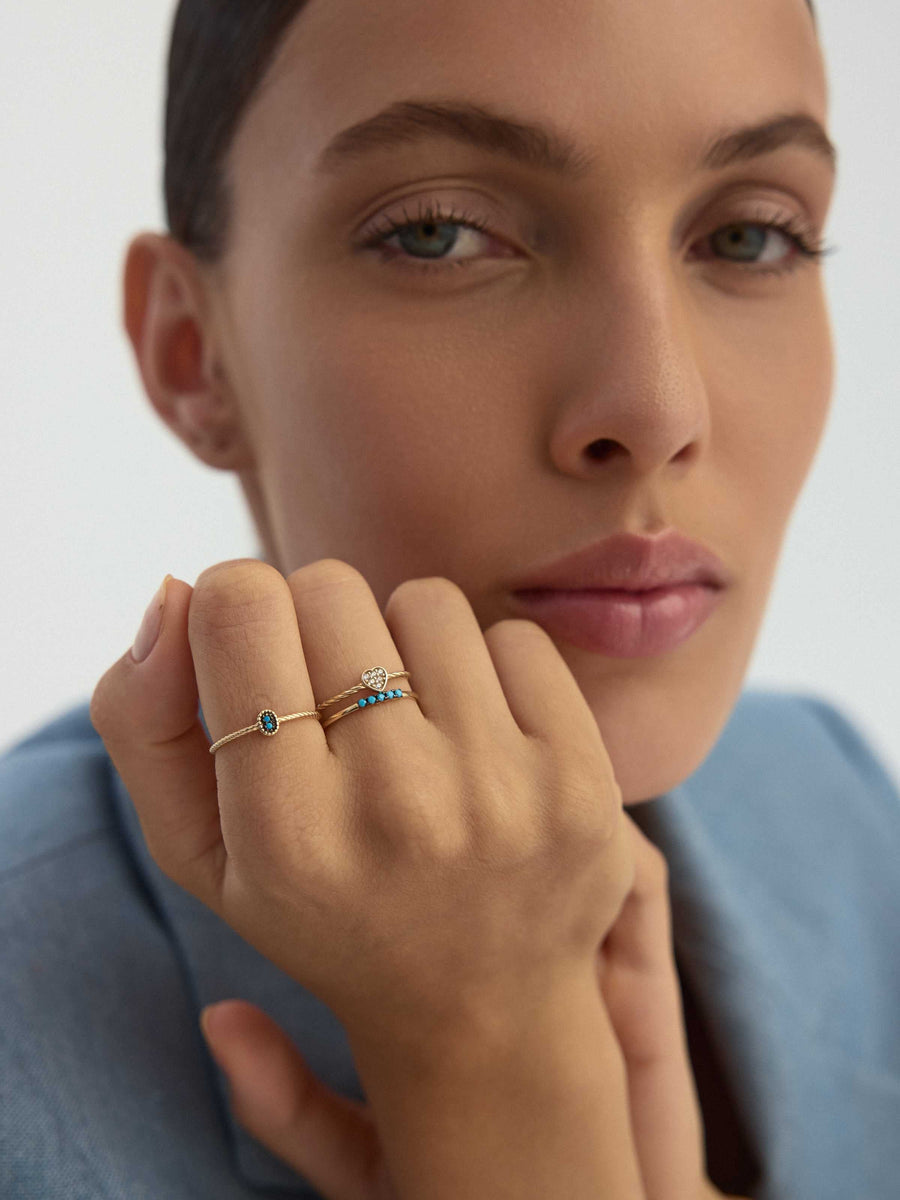 Turquoise Stone-Set Minimal Ring in 14K Gold