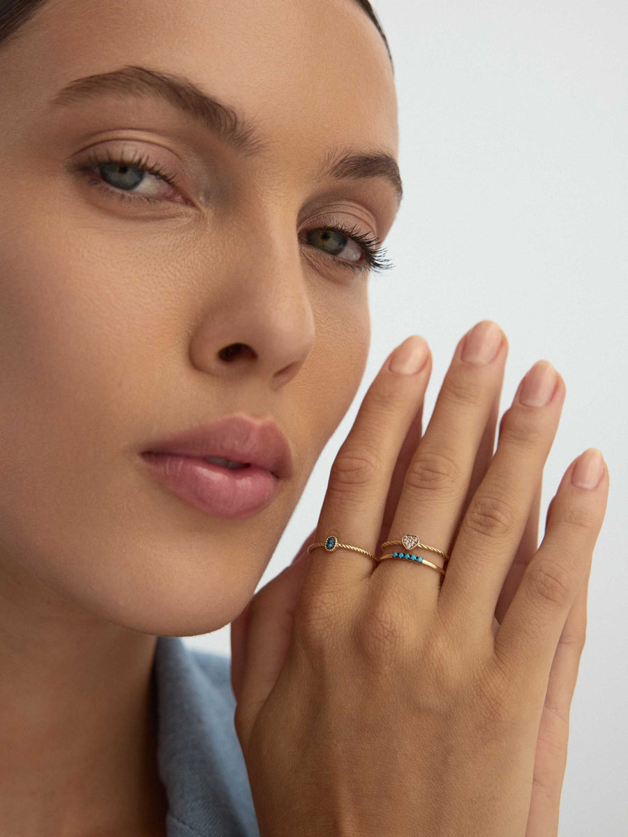 Turquoise Stone-Set Minimal Ring in 14K Gold