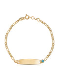14K Gold Turquoise Stone Accents Kids Id Bracelet by Elef Jewelry
