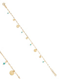Turquoise Stone & Round Disc Bracelet in 14K Gold by Elef Jewelry