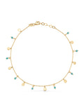 Turquoise Stone Drop Anklet in 14K Gold by Elef Jewelry