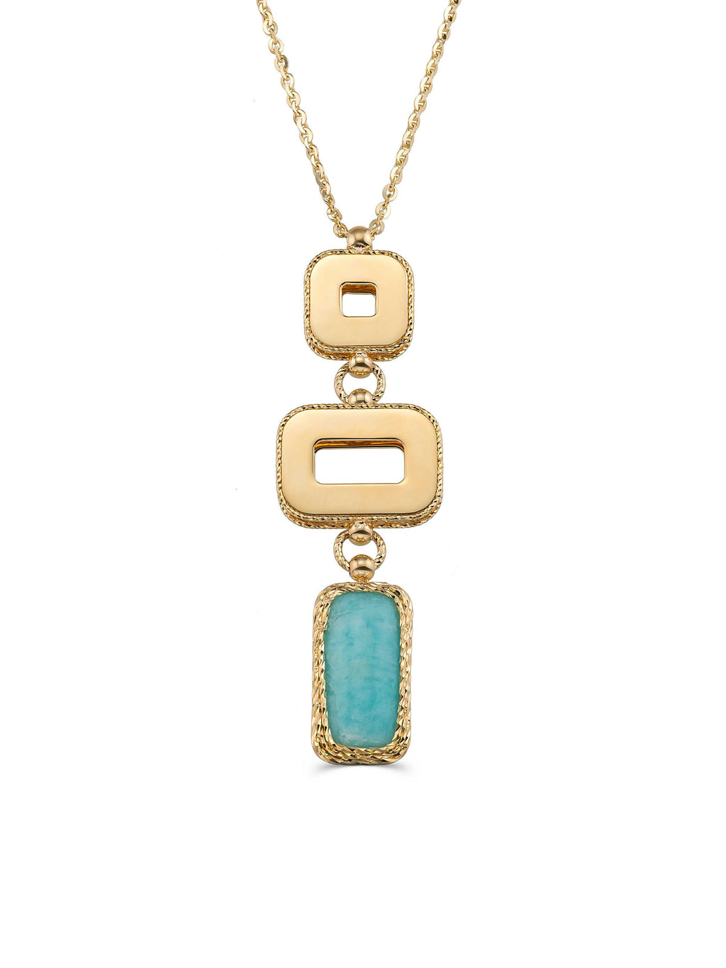 Turquoise Stone Geometric Dizilimli Necklace in 14K Gold by Elef Jewelry