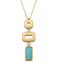 Turquoise Stone Geometric Dizilimli Necklace in 14K Gold by Elef Jewelry
