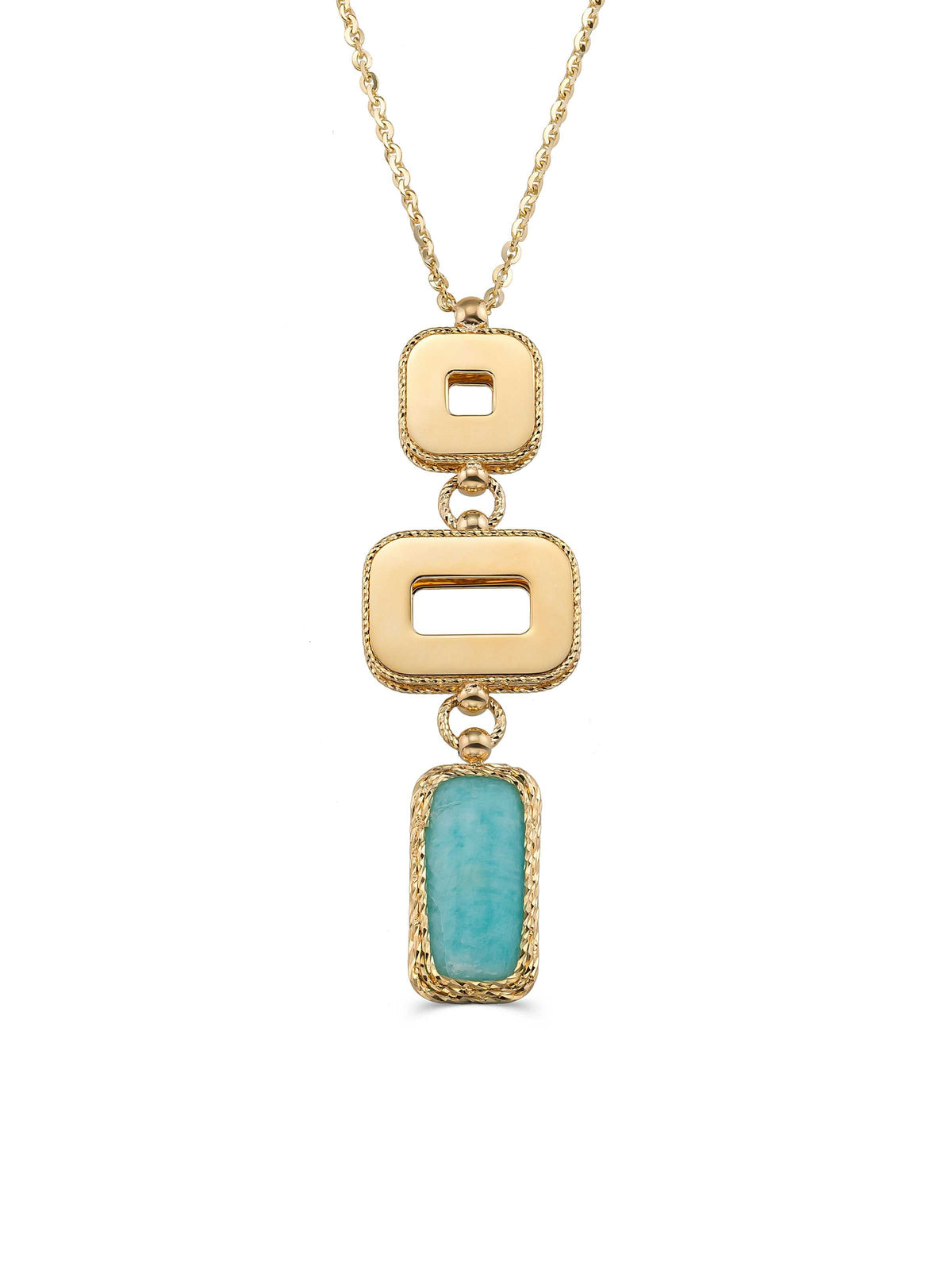 Turquoise Stone Geometric Dizilimli Necklace in 14K Gold by Elef Jewelry