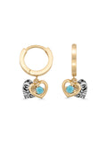 Turquoise Stone Heart-Shaped Drop Earrings in 14K Gold by Elef Jewelry