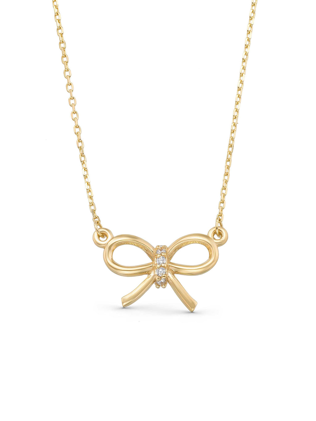 Bow Stone Necklace in 14K Gold by Elef Jewelry