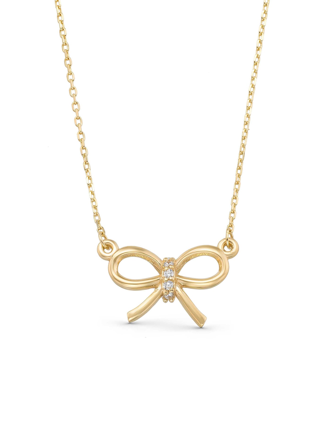 Bow Stone Necklace in 14K Gold by Elef Jewelry