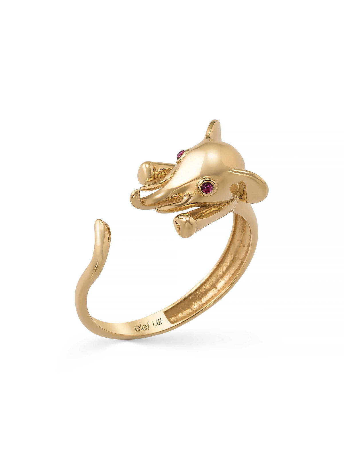 Bow Eared Elephant Ring in 14K Gold by Elef Jewelry