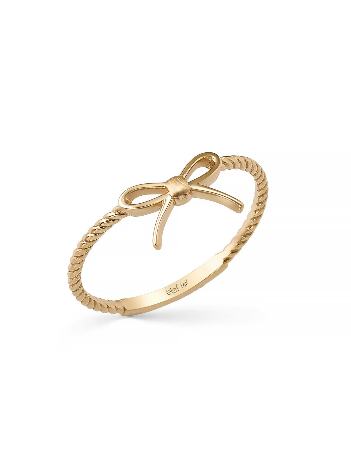 Bow Motif Twisted Form Ring in 14K Gold by Elef Jewelry