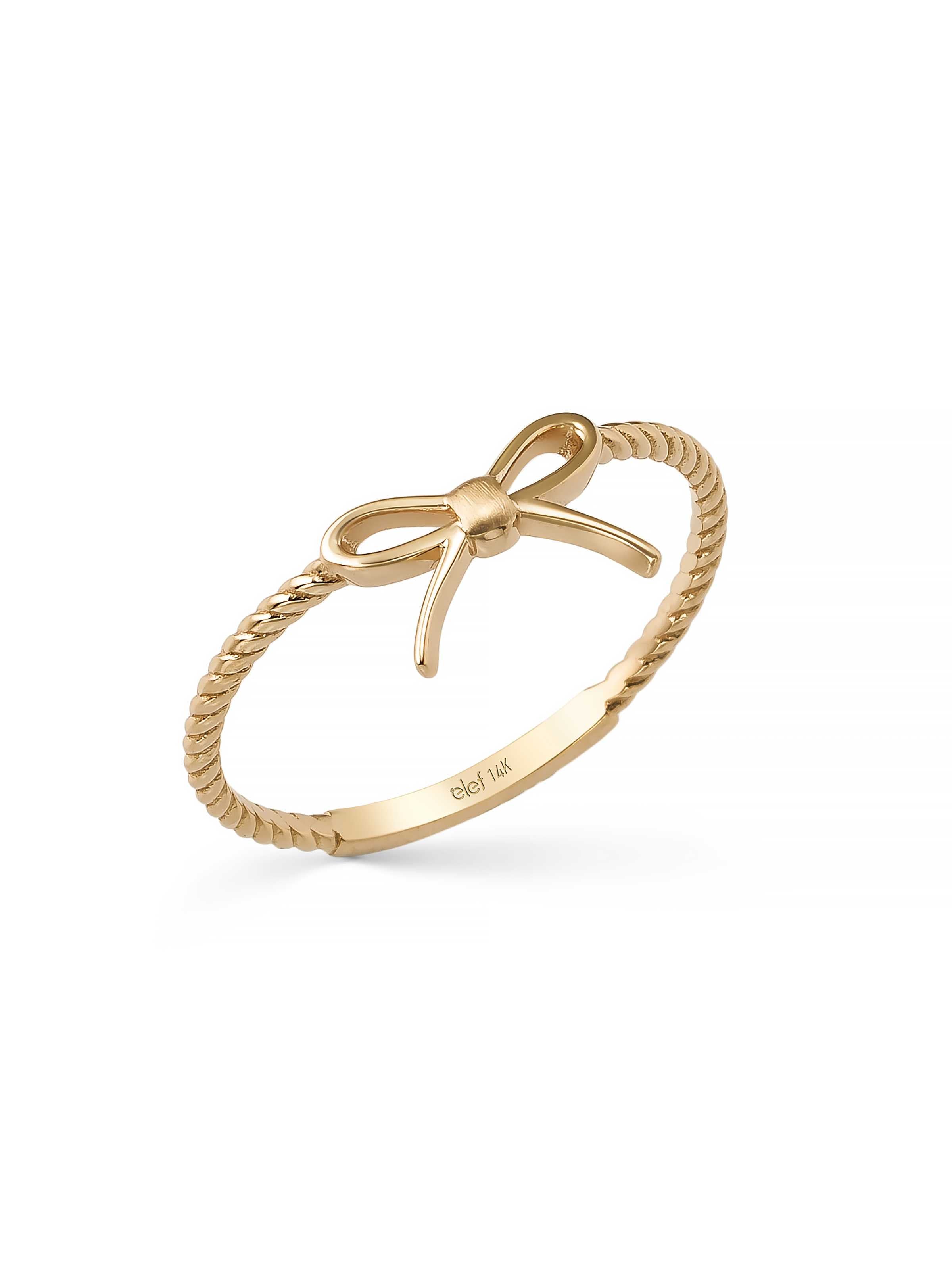 Bow Motif Twisted Form Ring in 14K Gold by Elef Jewelry