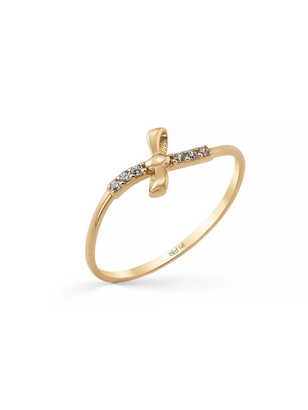 Bow Motif Stone-Set Ring in 14K Gold by Elef Jewelry