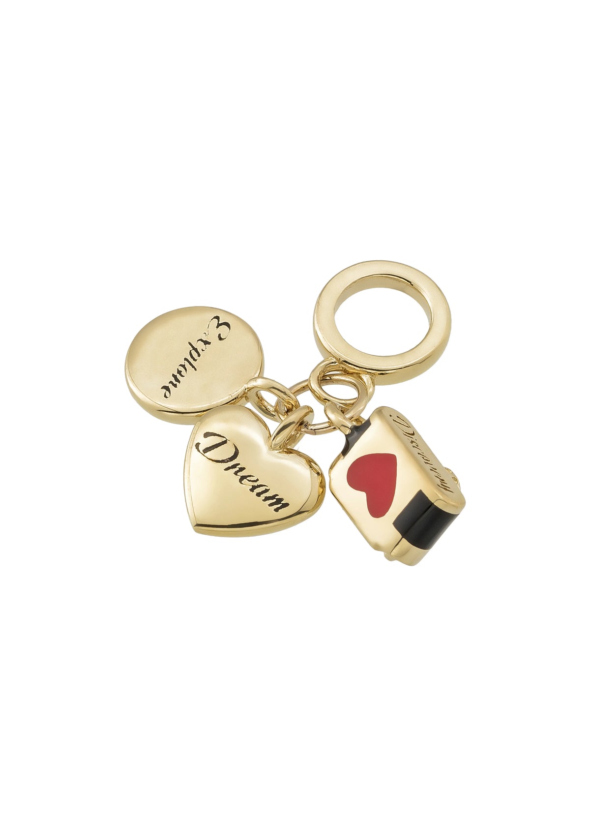 Glassera Enamel Heart & Compass Charm in 14K Gold by Elef Jewelry