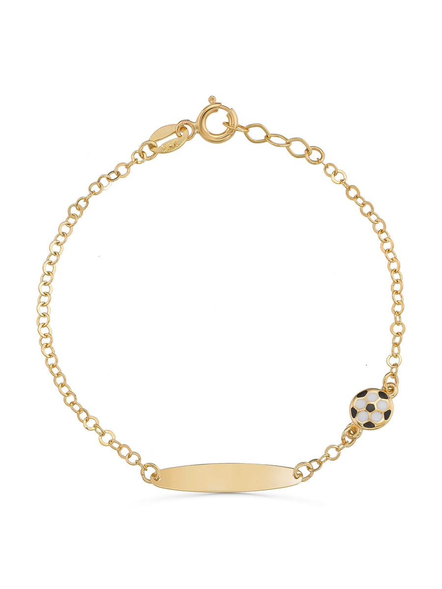 14K Gold Soccer Ball Kids Id Bracelet