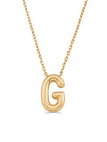 Letter G Classic Initial Necklace in 14K Gold by Elef Jewelry