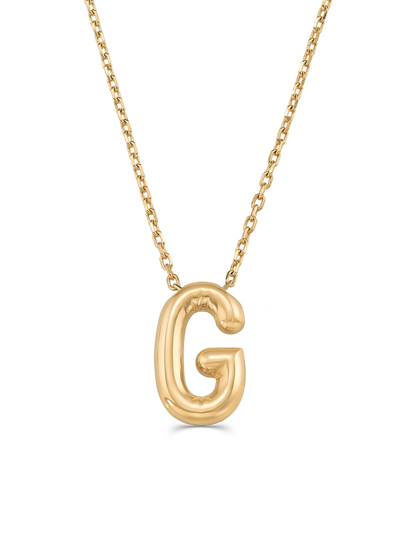 Letter G Classic Initial Necklace in 14K Gold by Elef Jewelry