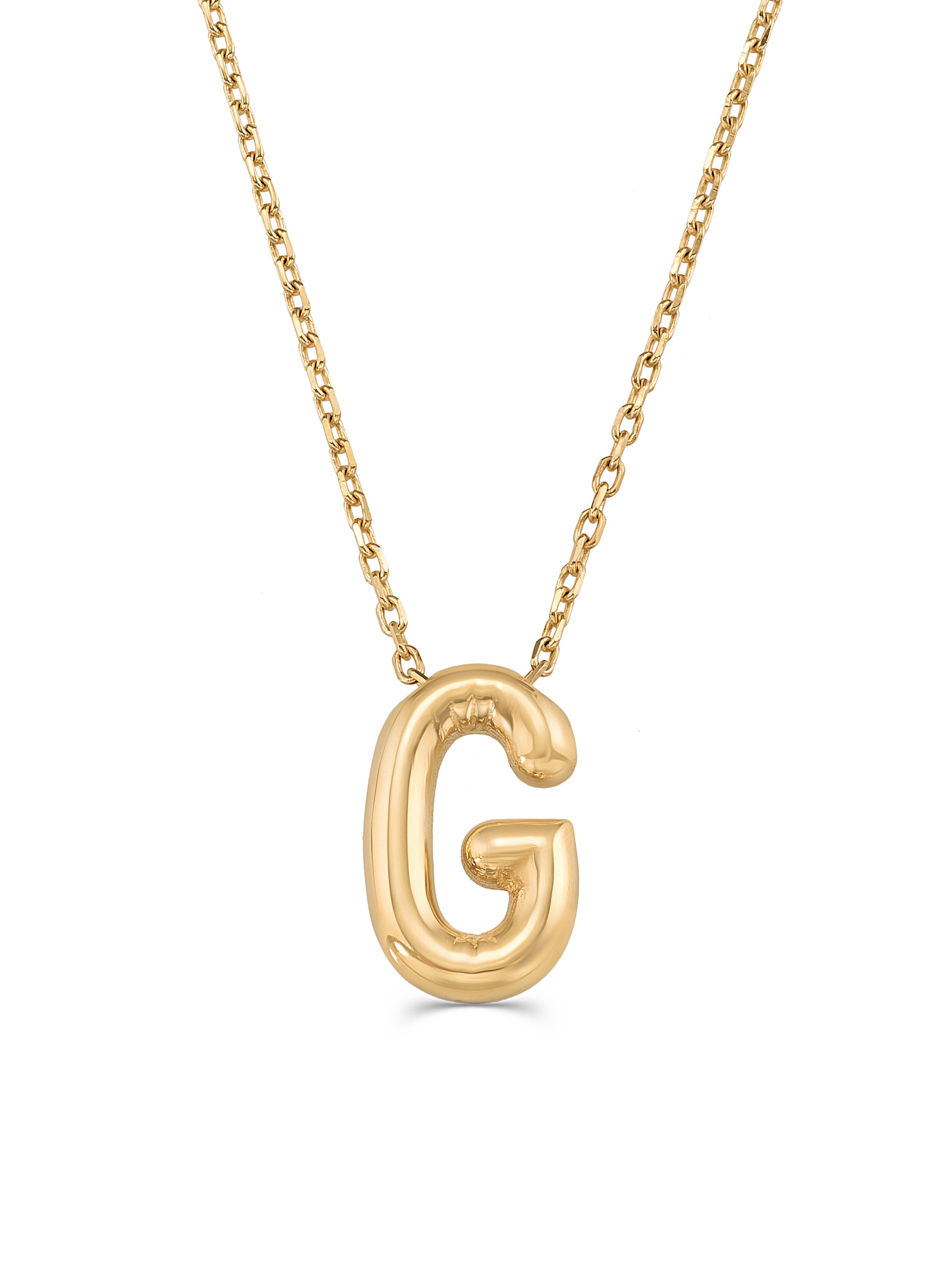 Letter G Classic Initial Necklace in 14K Gold by Elef Jewelry