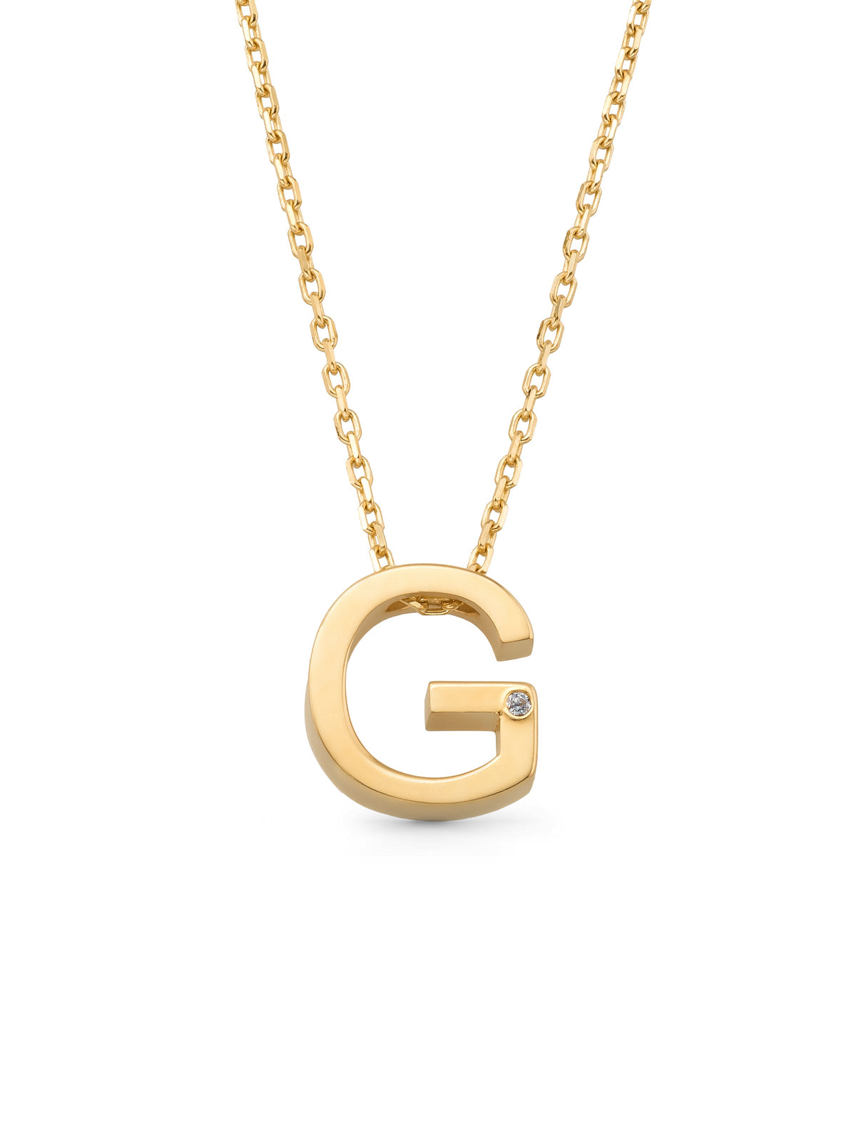 Letter G Stone Initial Necklace in 14K Gold by Elef Jewelry