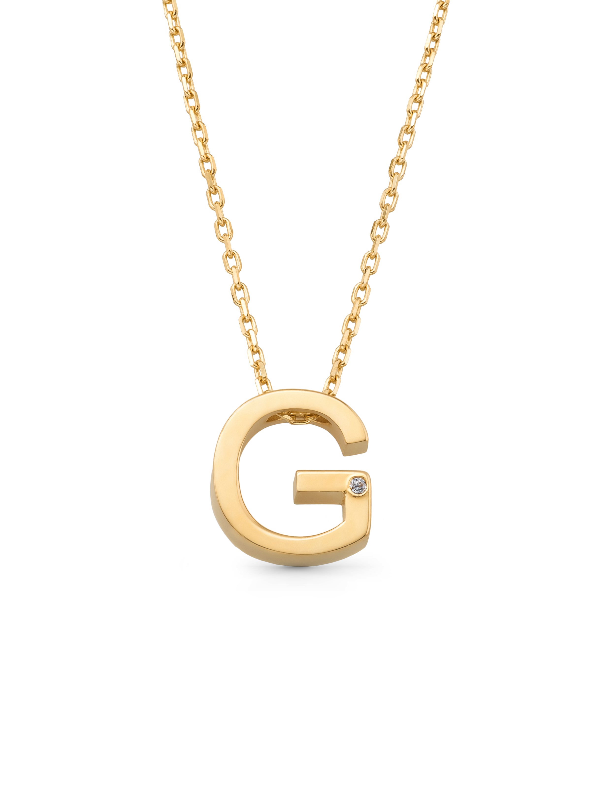 Letter G Stone Initial Necklace in 14K Gold by Elef Jewelry