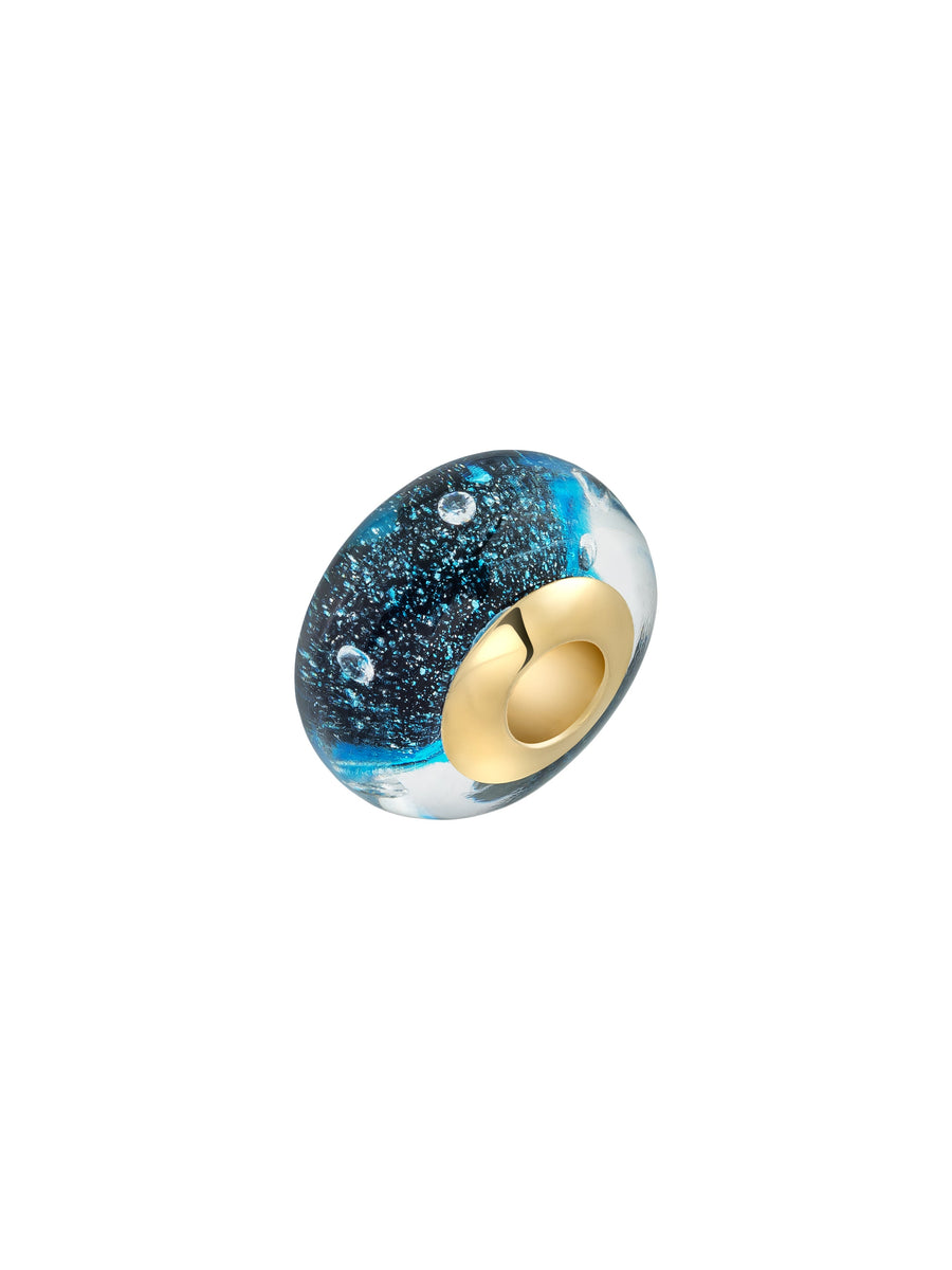 Gece Bluesi Sparkling Murano Glass Charm in 14K Gold